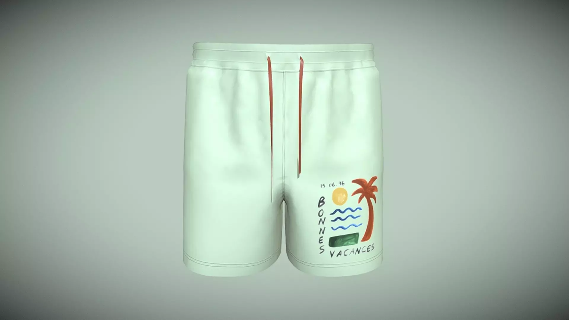 Mens Shorts Pant-Painterly Scenic In Low Poly Low-poly 3D model