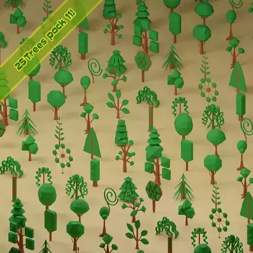 Low Poly Trees Collection - 25 trees pack 11 Low-poly 3D model