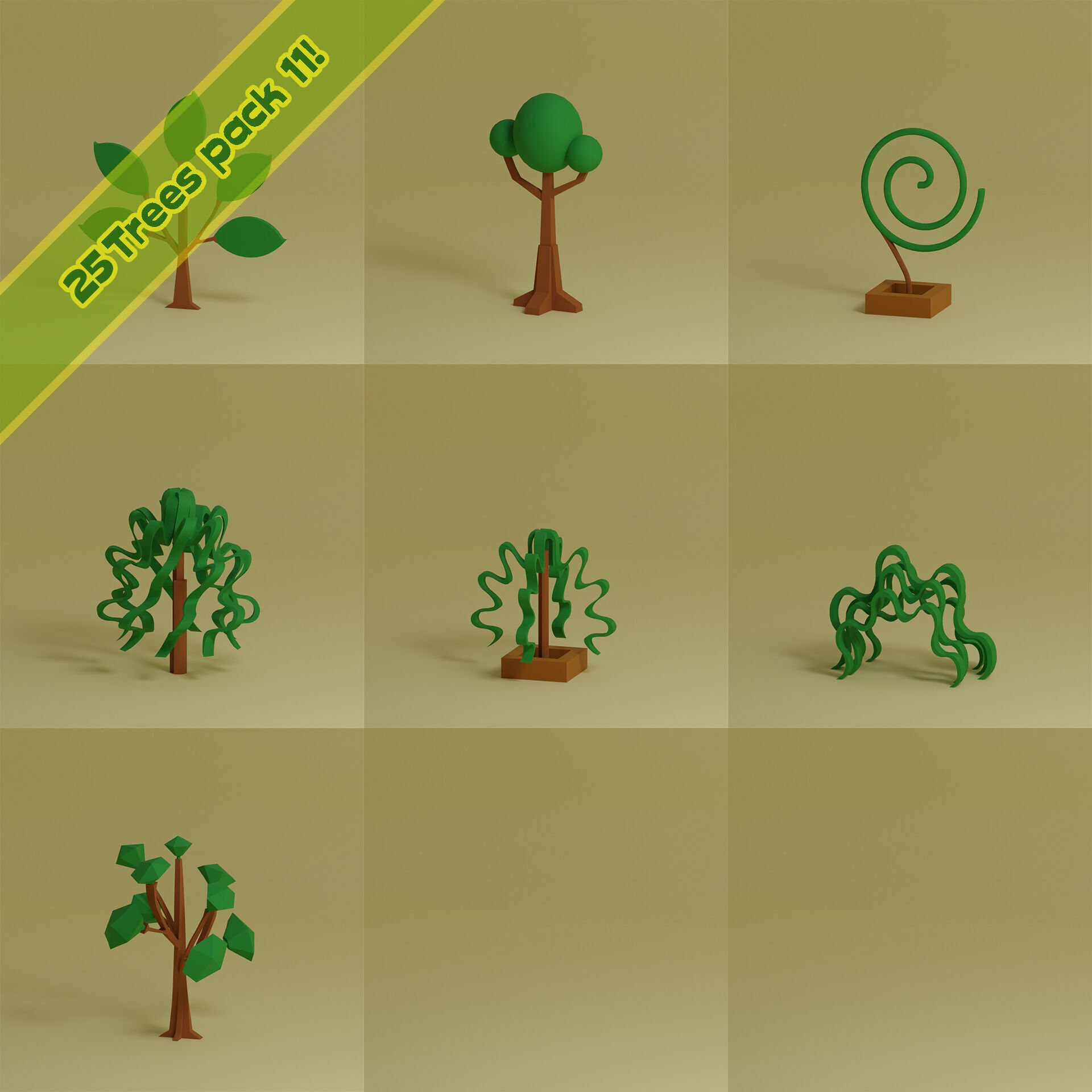 Low Poly Trees Collection - 25 trees pack 11 Low-poly 3D model_5