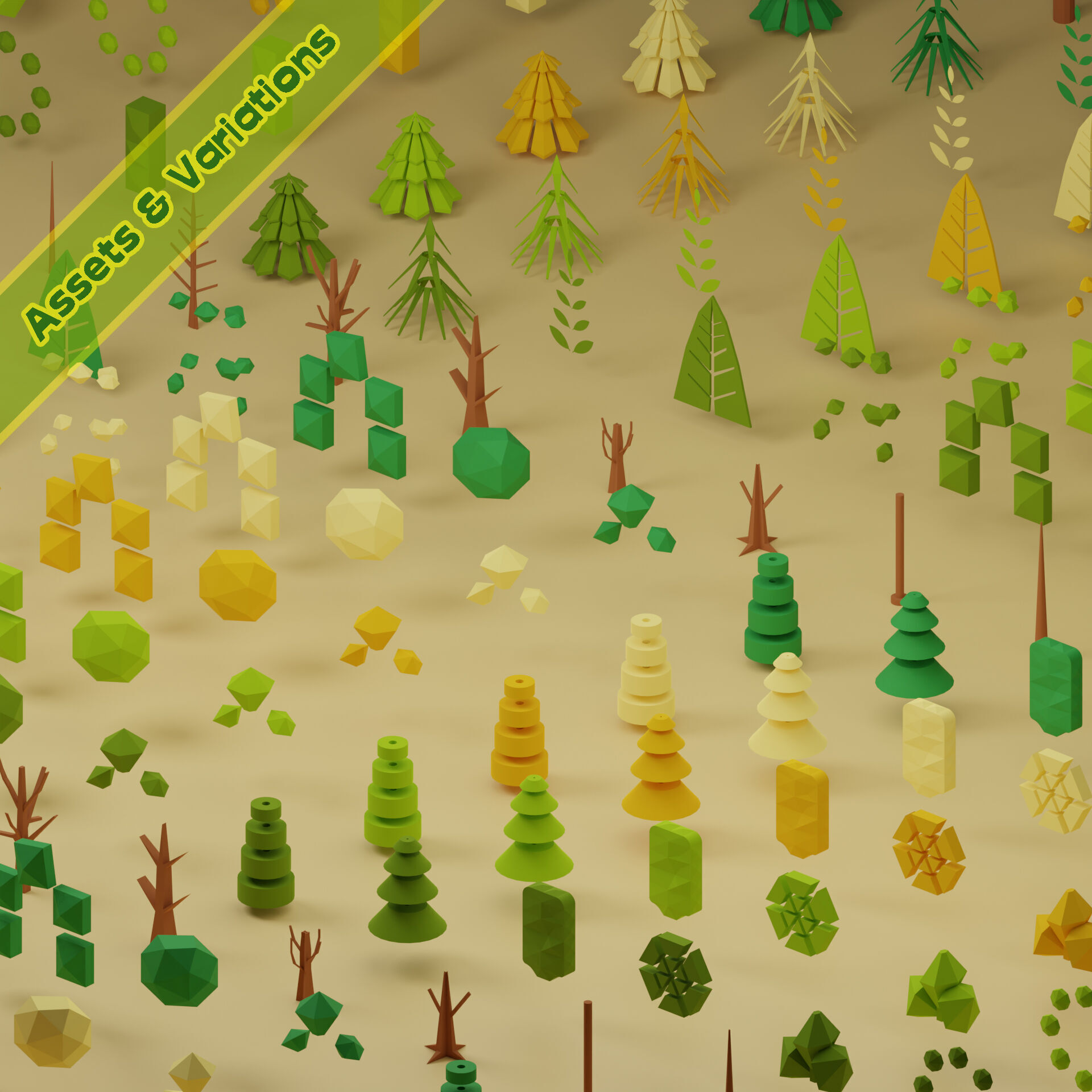 Low Poly Trees Collection - 25 trees pack 11 Low-poly 3D model_2