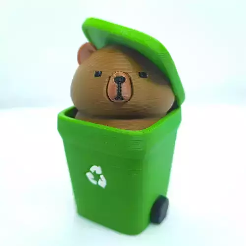 Kawaii Capybara in Dustbin 3D print model