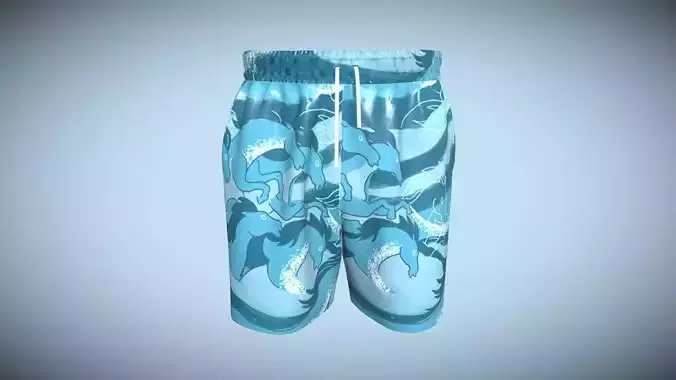 Mens Shorts Pant-Ride The Wave In Low Poly Low-poly 3D model Mens Shorts Pant-Ride The Wave In Low Poly Low-poly 3D model