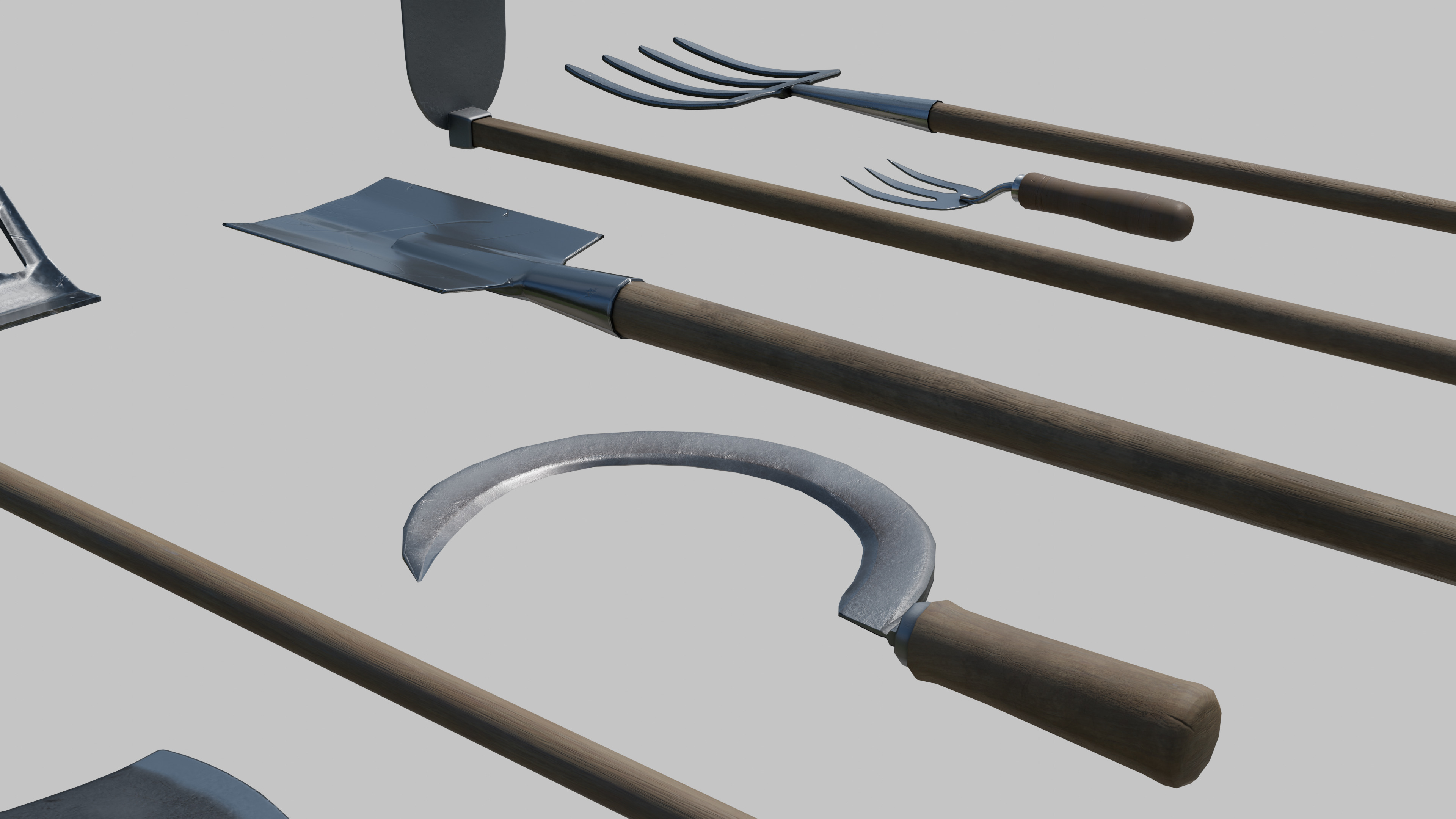 Garden Tools Pack Low-poly 3D model_2