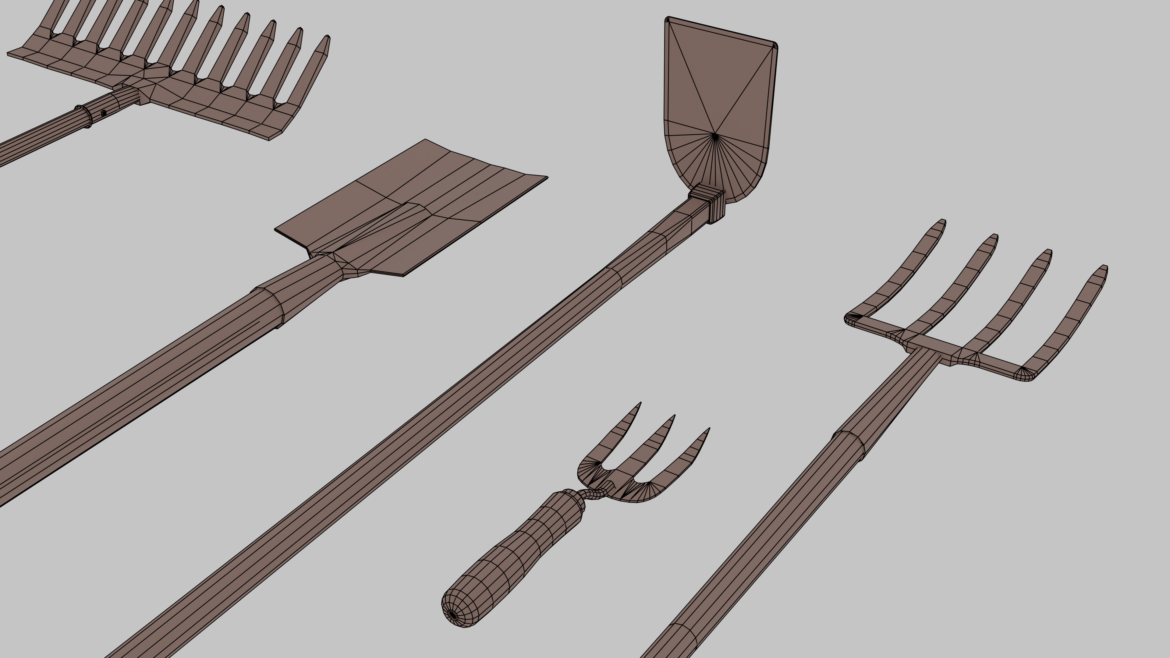 Garden Tools Pack Low-poly 3D model_8