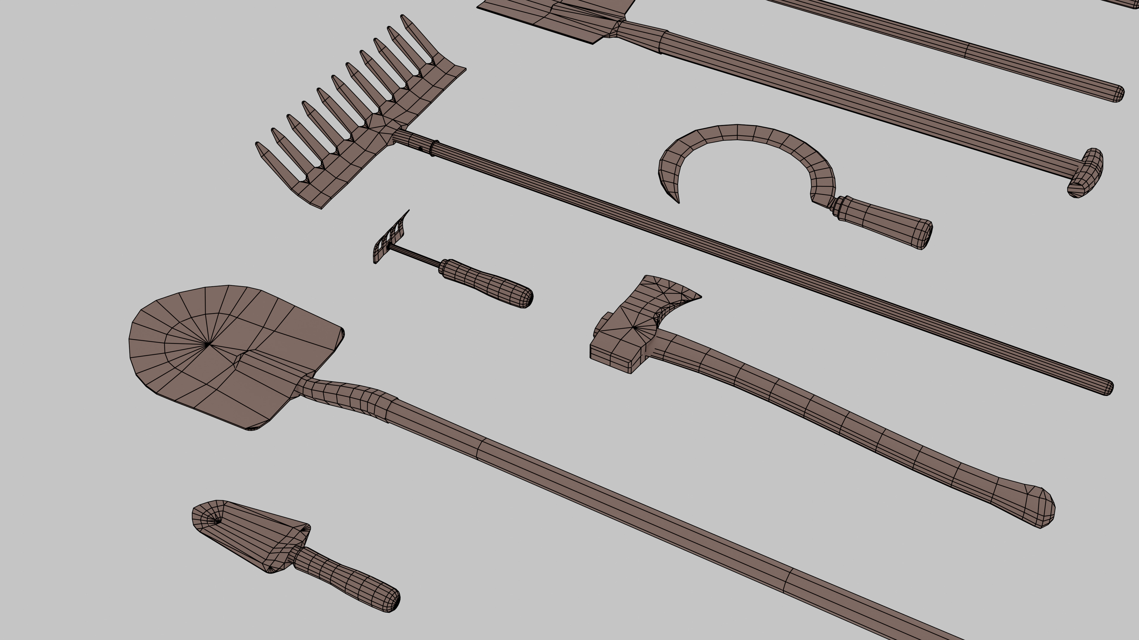 Garden Tools Pack Low-poly 3D model_9