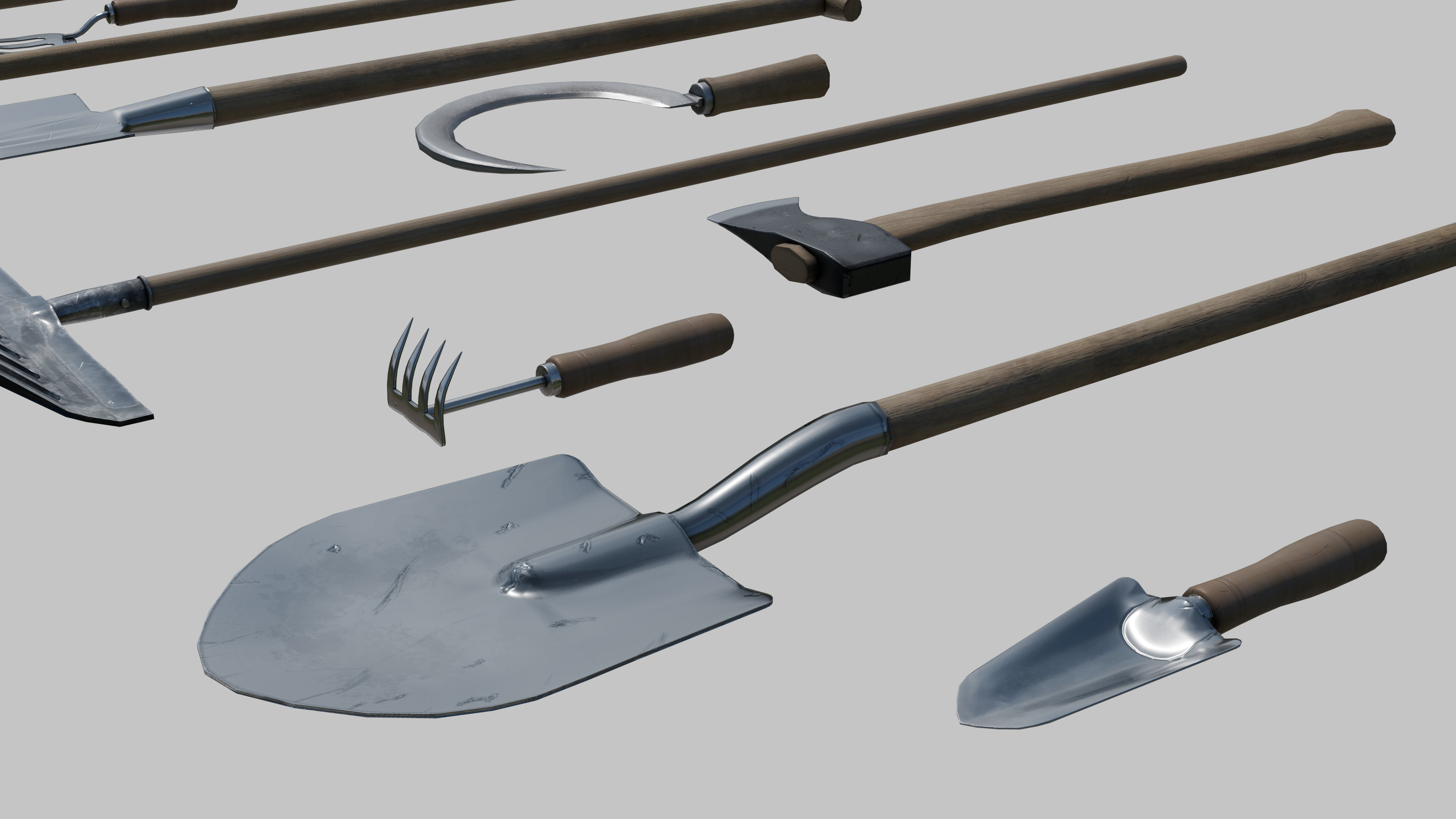 Garden Tools Pack Low-poly 3D model_1