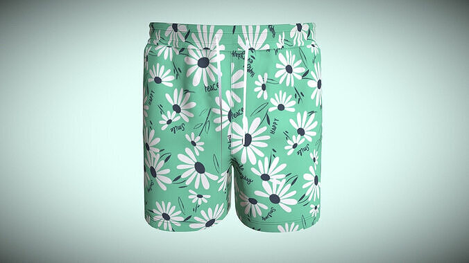 Mens Shorts Pant-Summer In Low Poly Low-poly 3D model