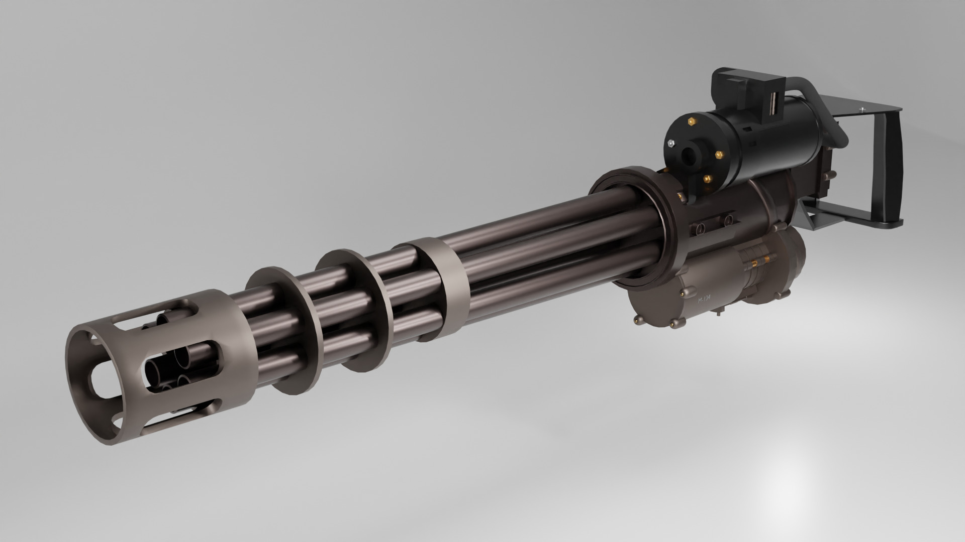 Low-Poly 3D Model of a Gatling Gun M134 Minigun Low-poly 3D model_6