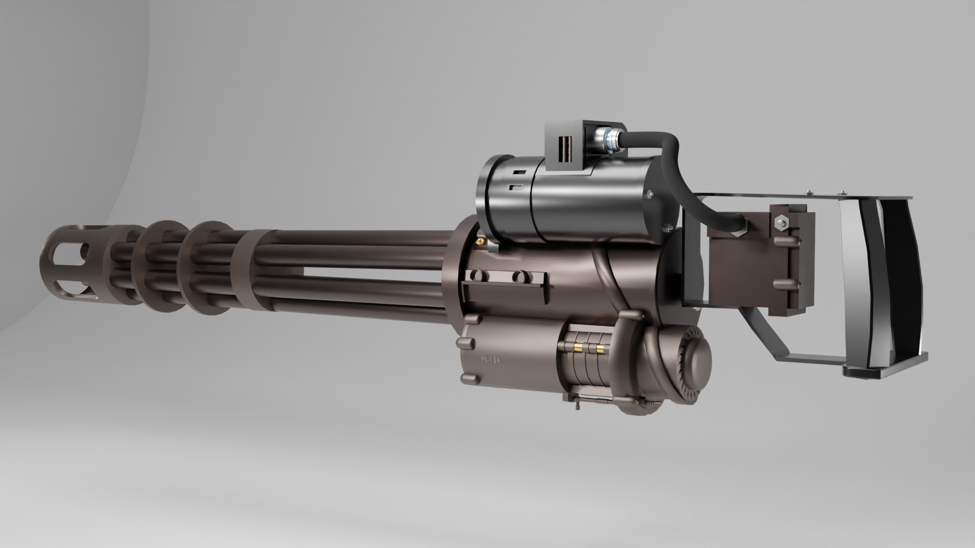 Low-Poly 3D Model of a Gatling Gun M134 Minigun Low-poly 3D model_8
