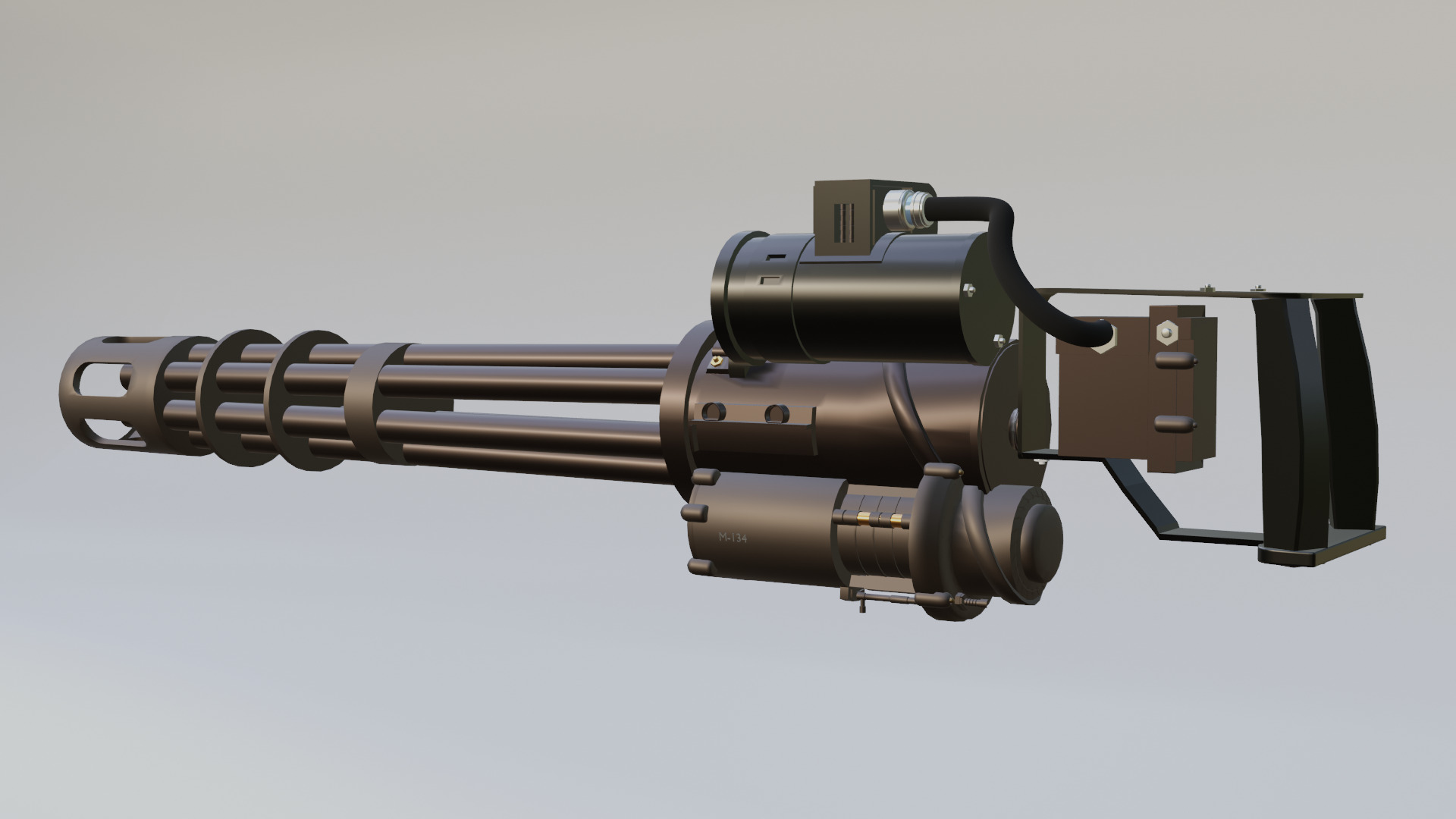Low-Poly 3D Model of a Gatling Gun M134 Minigun Low-poly 3D model_4