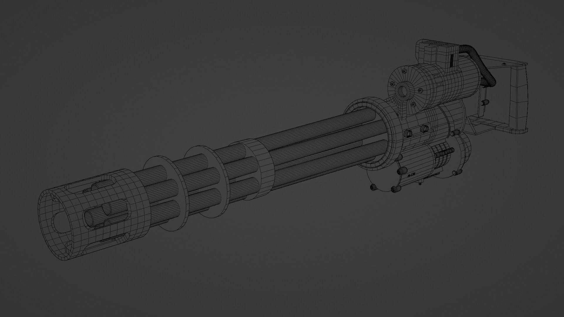 Low-Poly 3D Model of a Gatling Gun M134 Minigun Low-poly 3D model_11