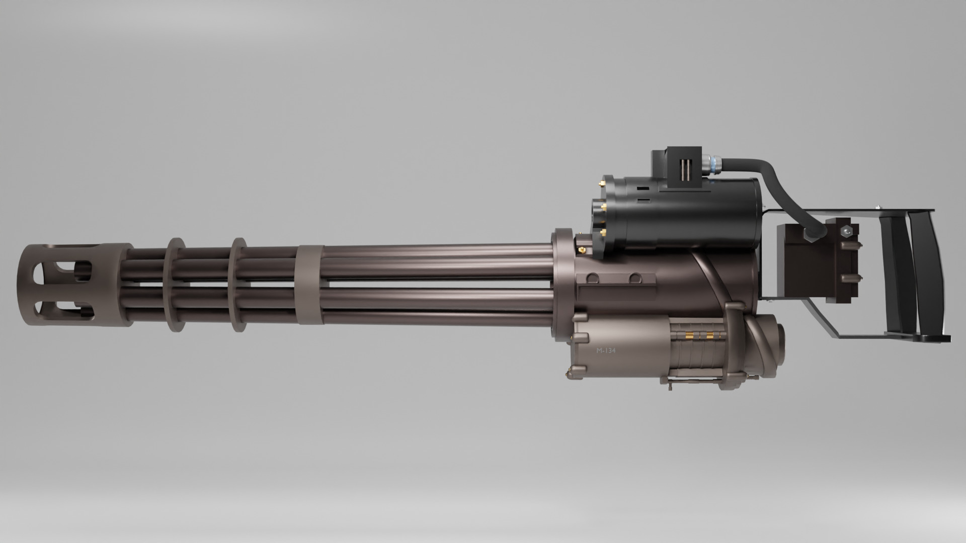 Low-Poly 3D Model of a Gatling Gun M134 Minigun Low-poly 3D model_7