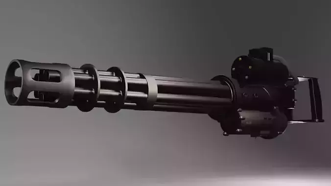 Low-Poly 3D Model of a Gatling Gun  M134 Minigun