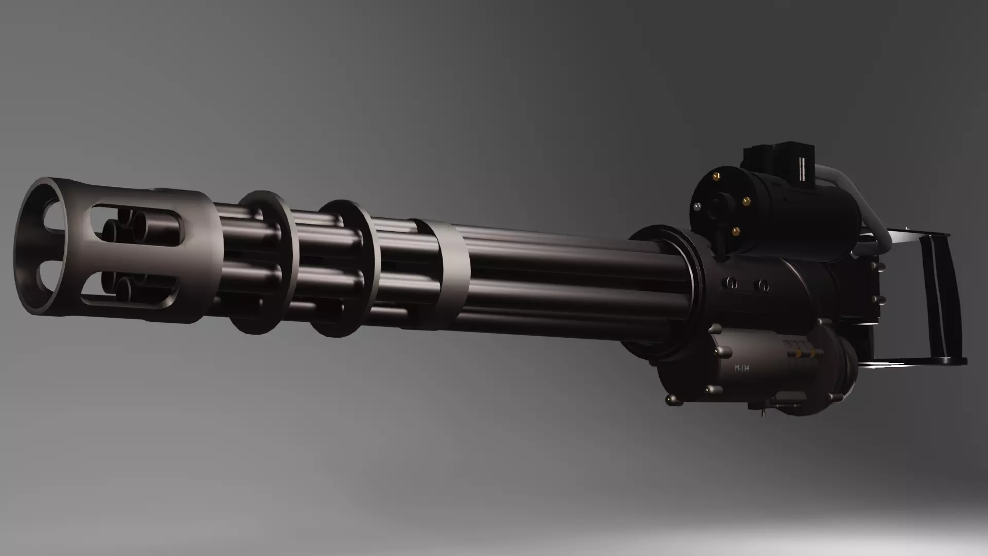 Low-Poly 3D Model of a Gatling Gun M134 Minigun Low-poly 3D model_0