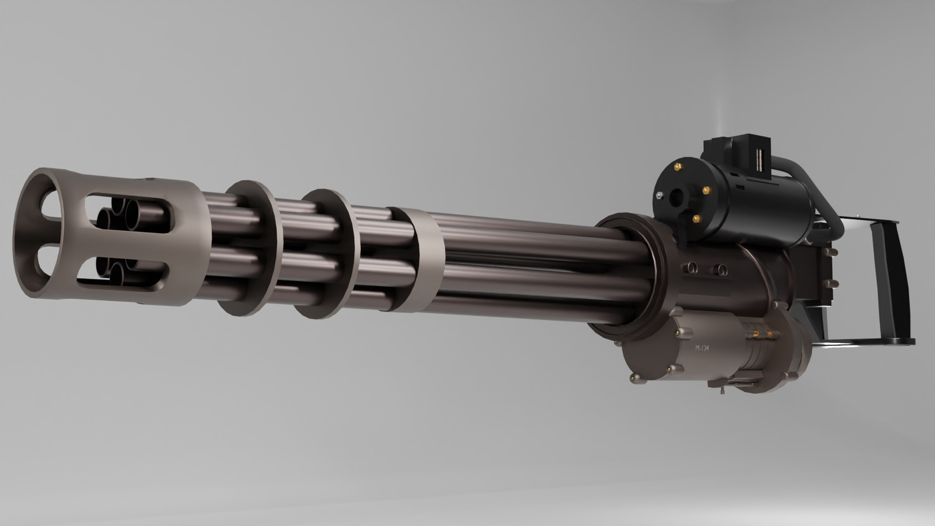 Low-Poly 3D Model of a Gatling Gun M134 Minigun Low-poly 3D model_5