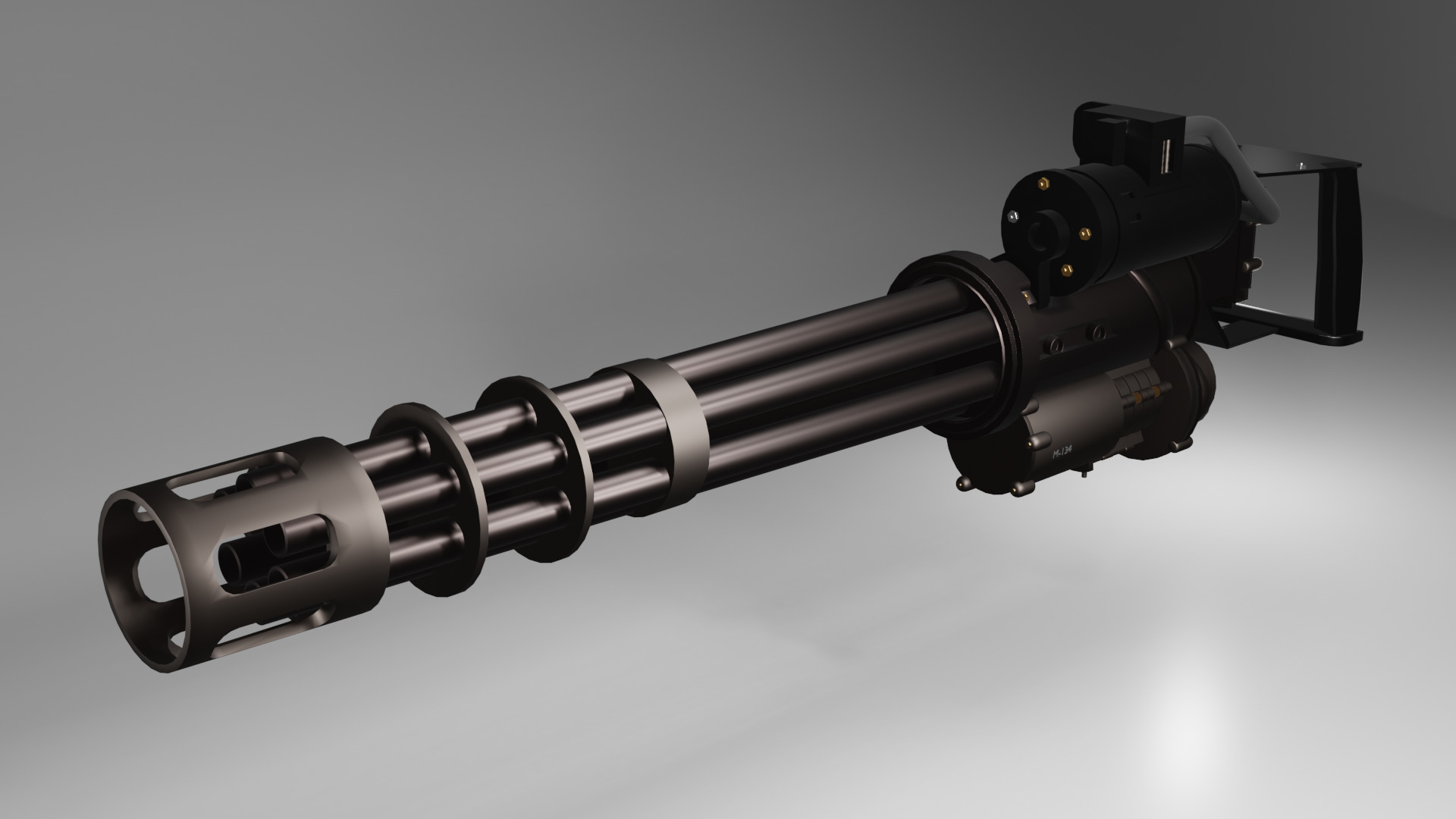 Low-Poly 3D Model of a Gatling Gun M134 Minigun Low-poly 3D model_1