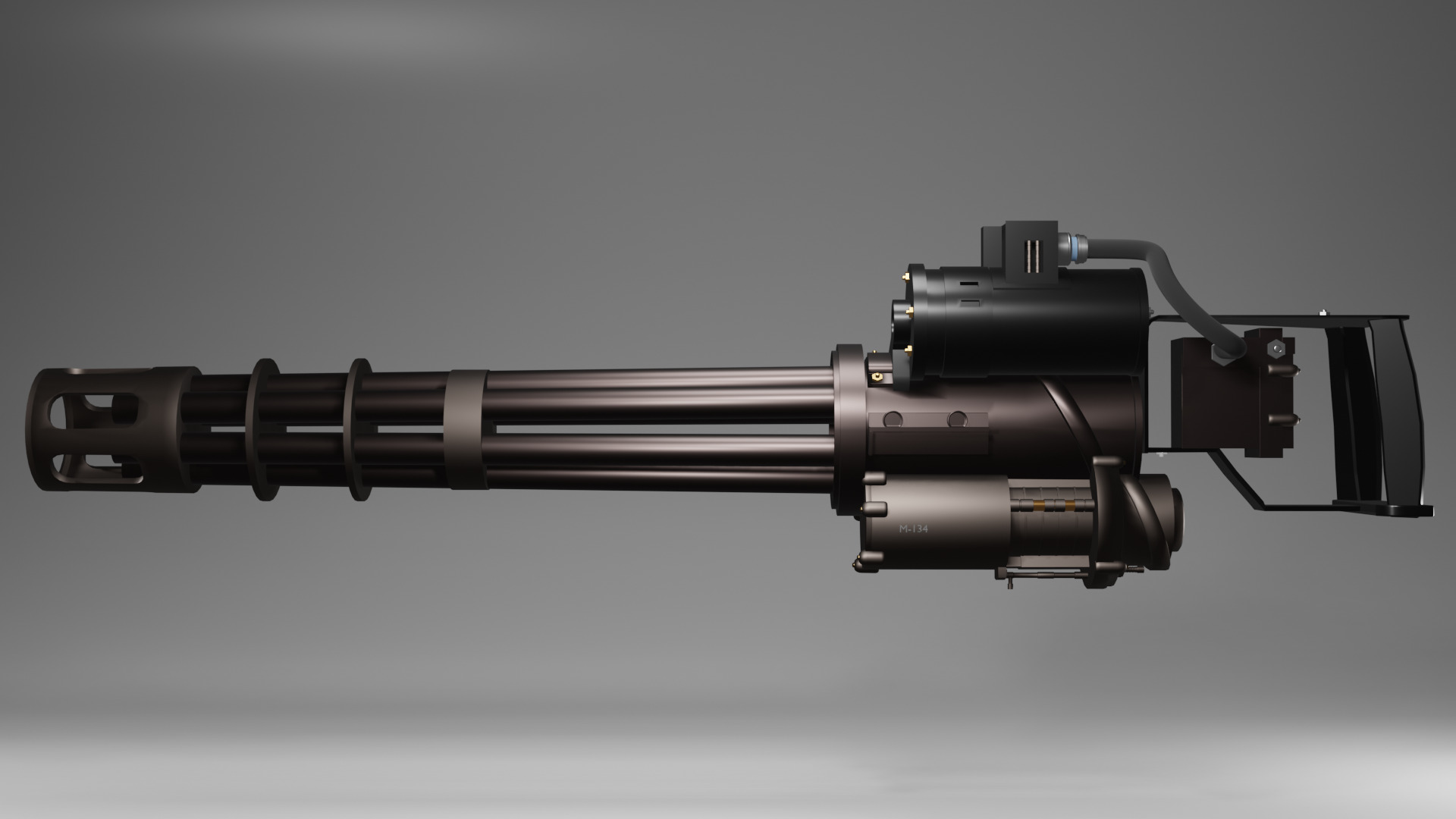 Low-Poly 3D Model of a Gatling Gun M134 Minigun Low-poly 3D model_2