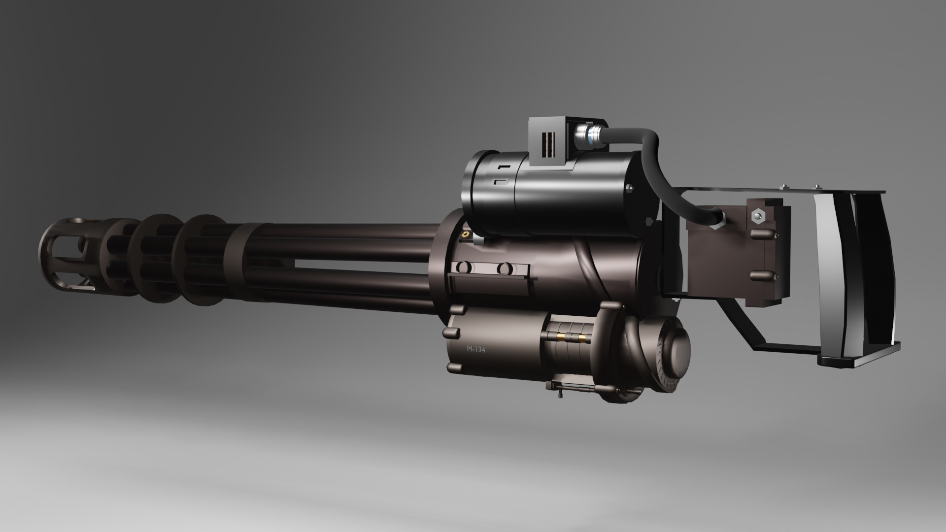 Low-Poly 3D Model of a Gatling Gun M134 Minigun Low-poly 3D model_3