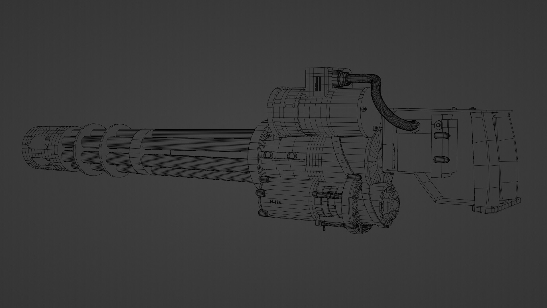 Low-Poly 3D Model of a Gatling Gun M134 Minigun Low-poly 3D model_10