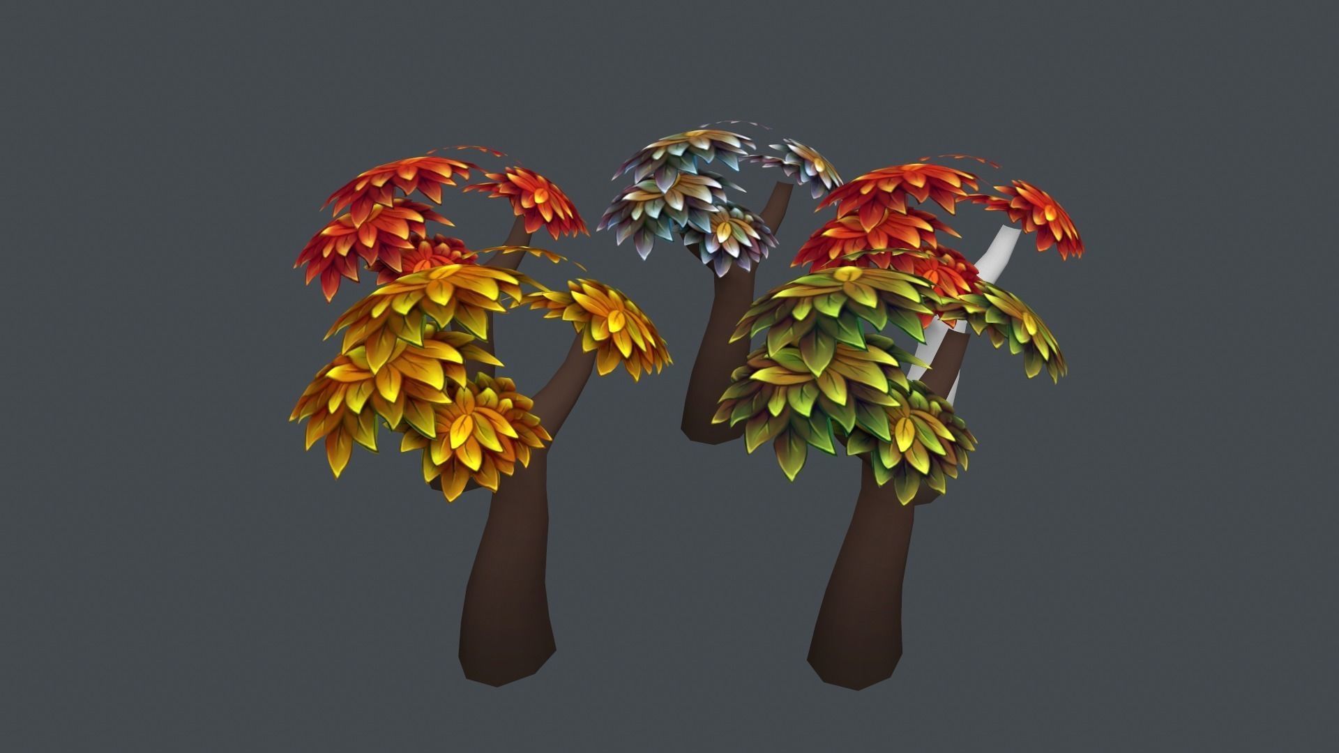 Stylized low-poly game-ready trees Low-poly 3D model_2