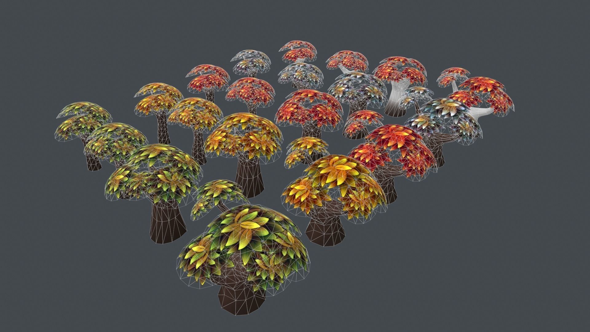 Stylized low-poly game-ready trees Low-poly 3D model_1