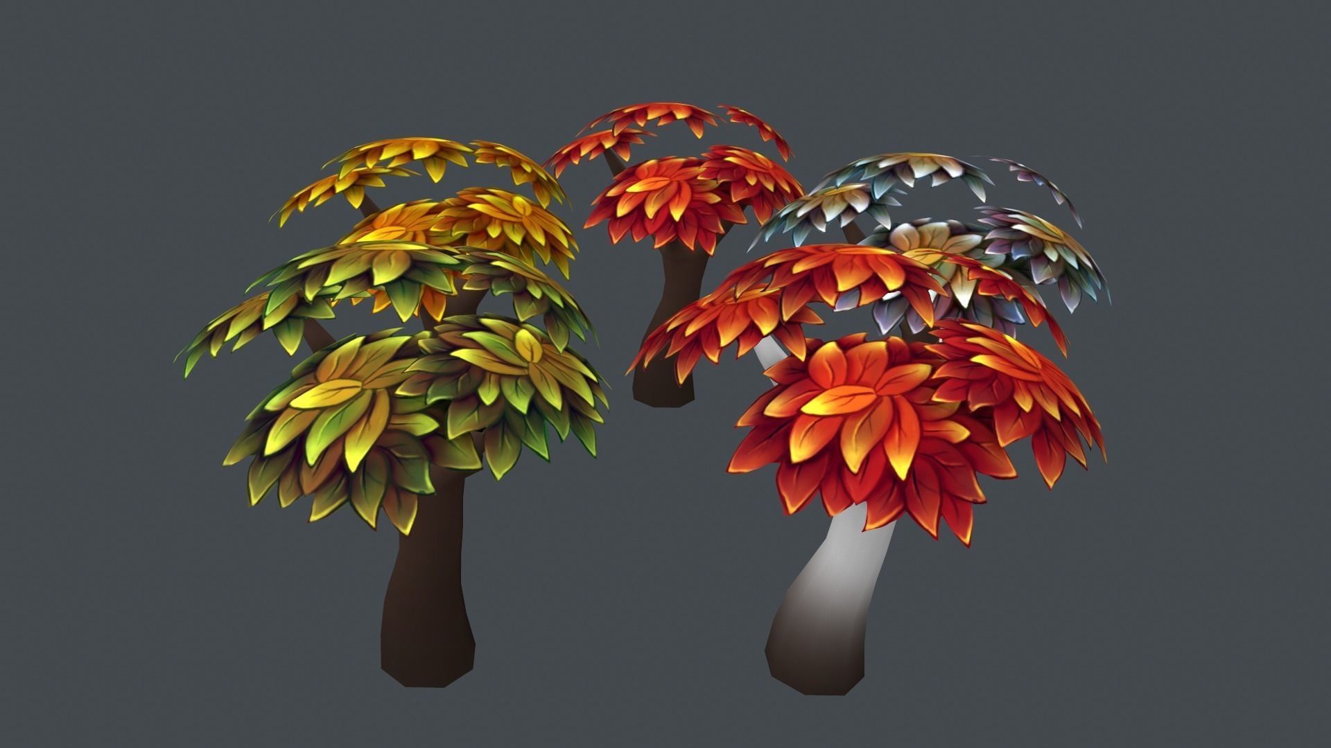 Stylized low-poly game-ready trees Low-poly 3D model_3