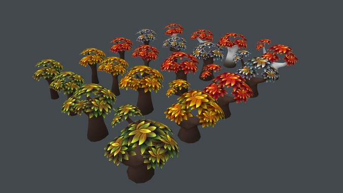 Stylized low-poly game-ready trees Low-poly 3D model