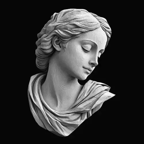 Graceful Woman Bust 3D Relief