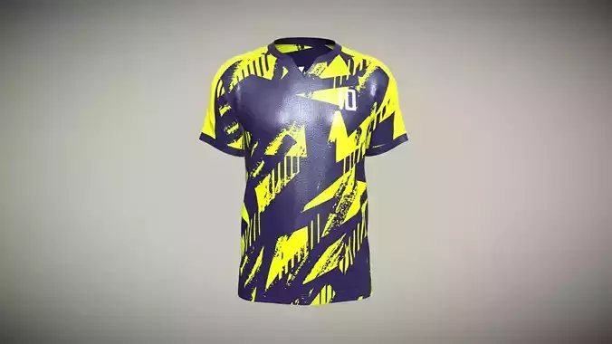 Mens Soccer Blue And Yellow Jersey Player-10 In Low Poly