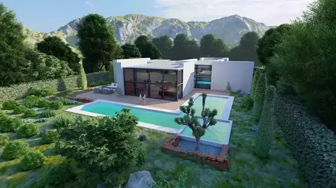 Casa Scene-villa-modern house 3D model