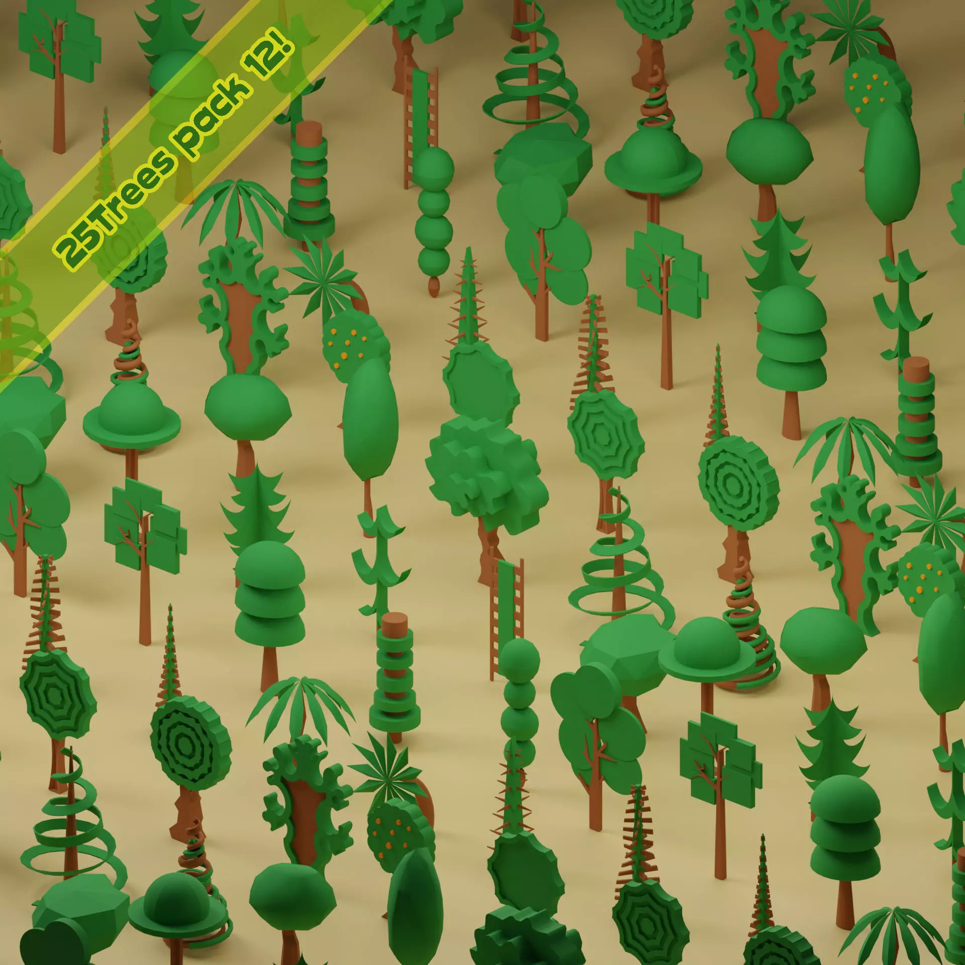 Low Poly Trees Collection - 25 trees pack 12 Low-poly 3D model_0