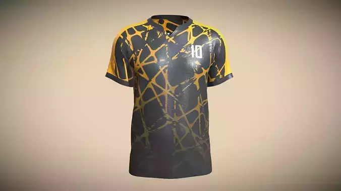Mens Soccer Brown And Black Jersey Player-10 In Low Poly