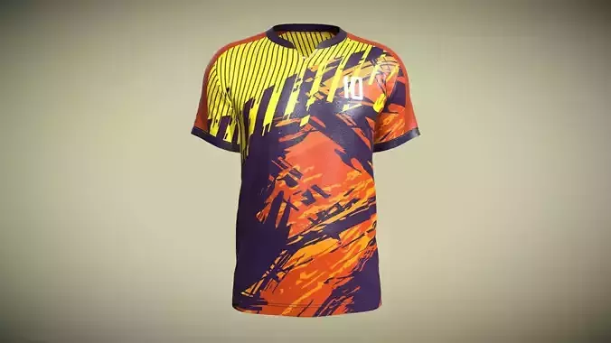 Mens Soccer Brown And Yellow Jersey Player-10 In Low Poly