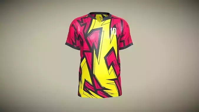 Mens Soccer Hot Pink And Yellow Jersey Player-10 In Low Poly