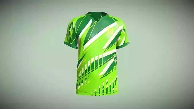 Mens Soccer Monochromatic Green Jersey Player-10 In Low Poly