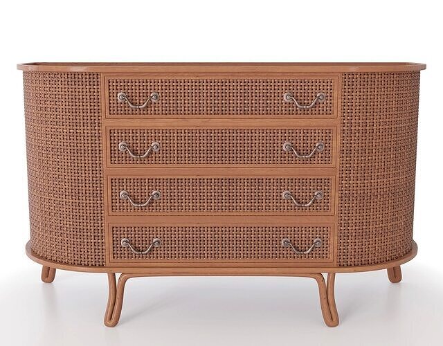 Rattan chest of drawers 3D model