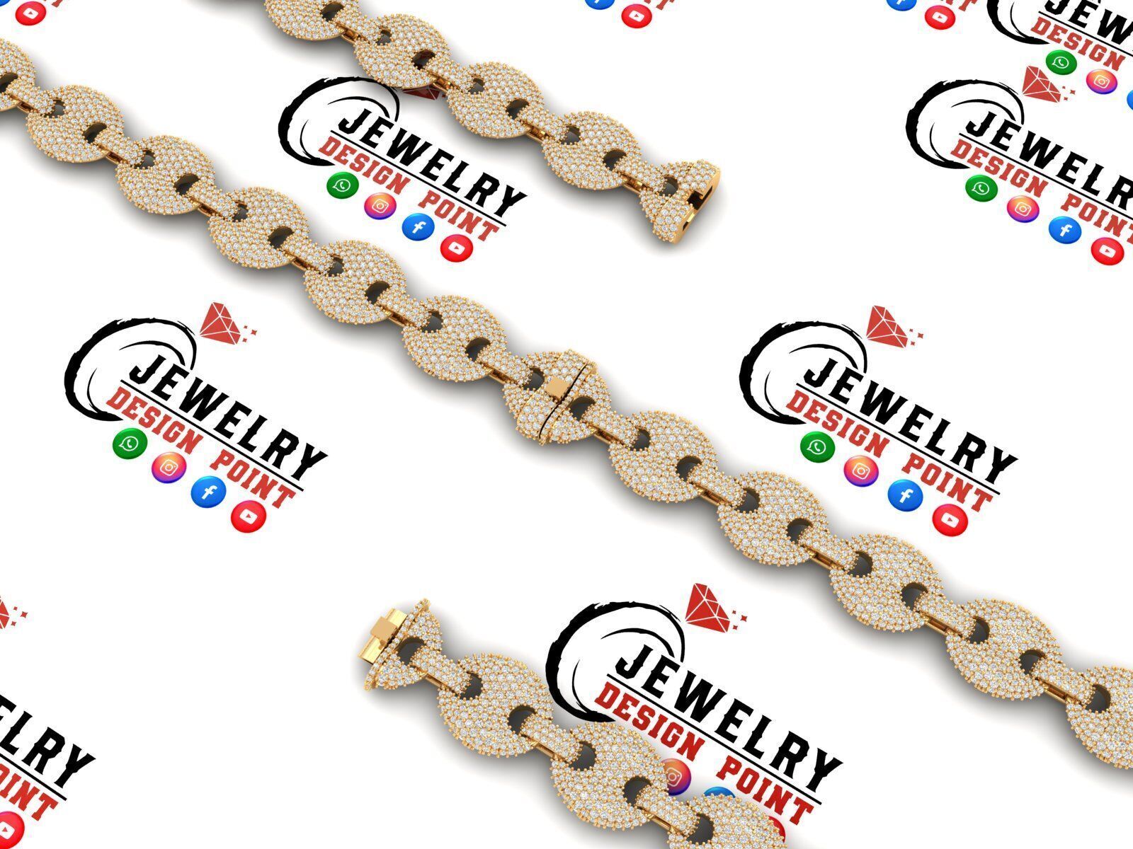 Custom Gucci Diamond Chain Desings - Gucci Links - Diamond Link 3D print model_4