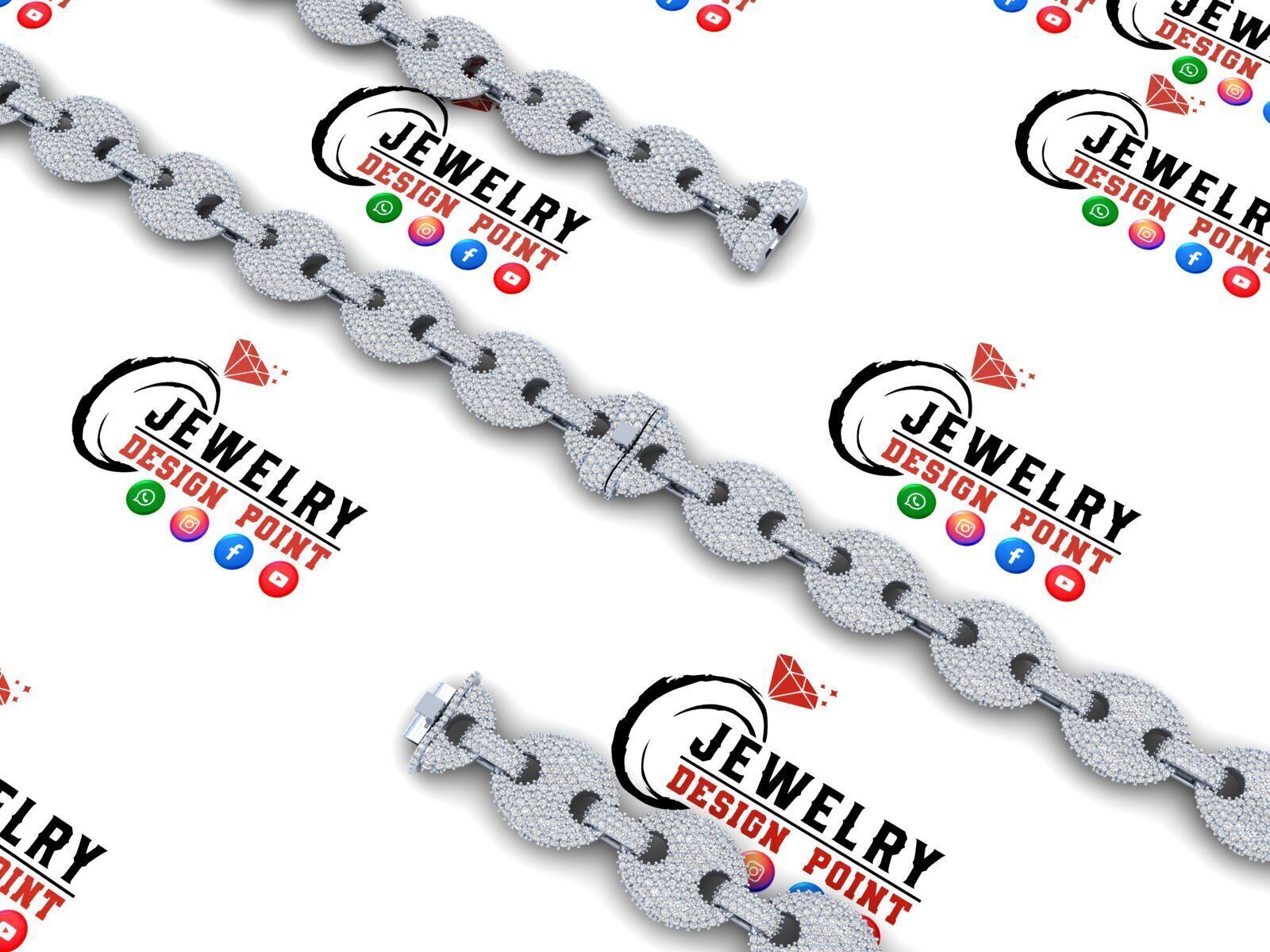 Custom Gucci Diamond Chain Desings - Gucci Links - Diamond Link 3D print model_3
