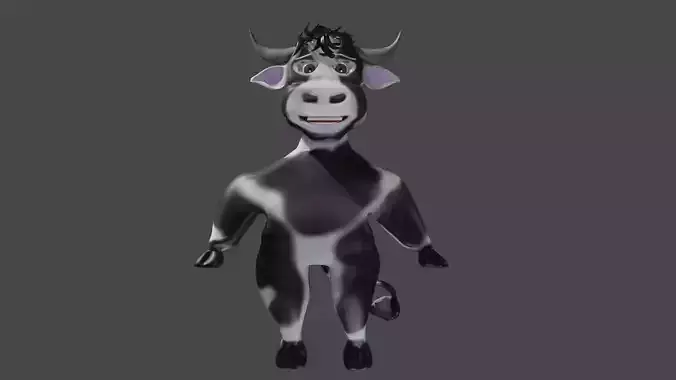 Stylized Cartoon Bull 3D Model - Low Poly