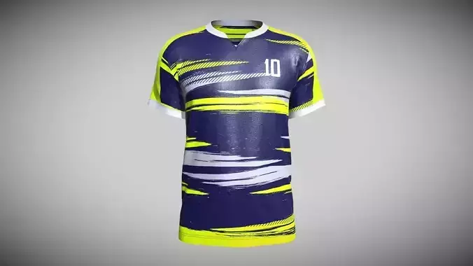Mens Soccer Neon Color Jersey Player-10 In Low Poly