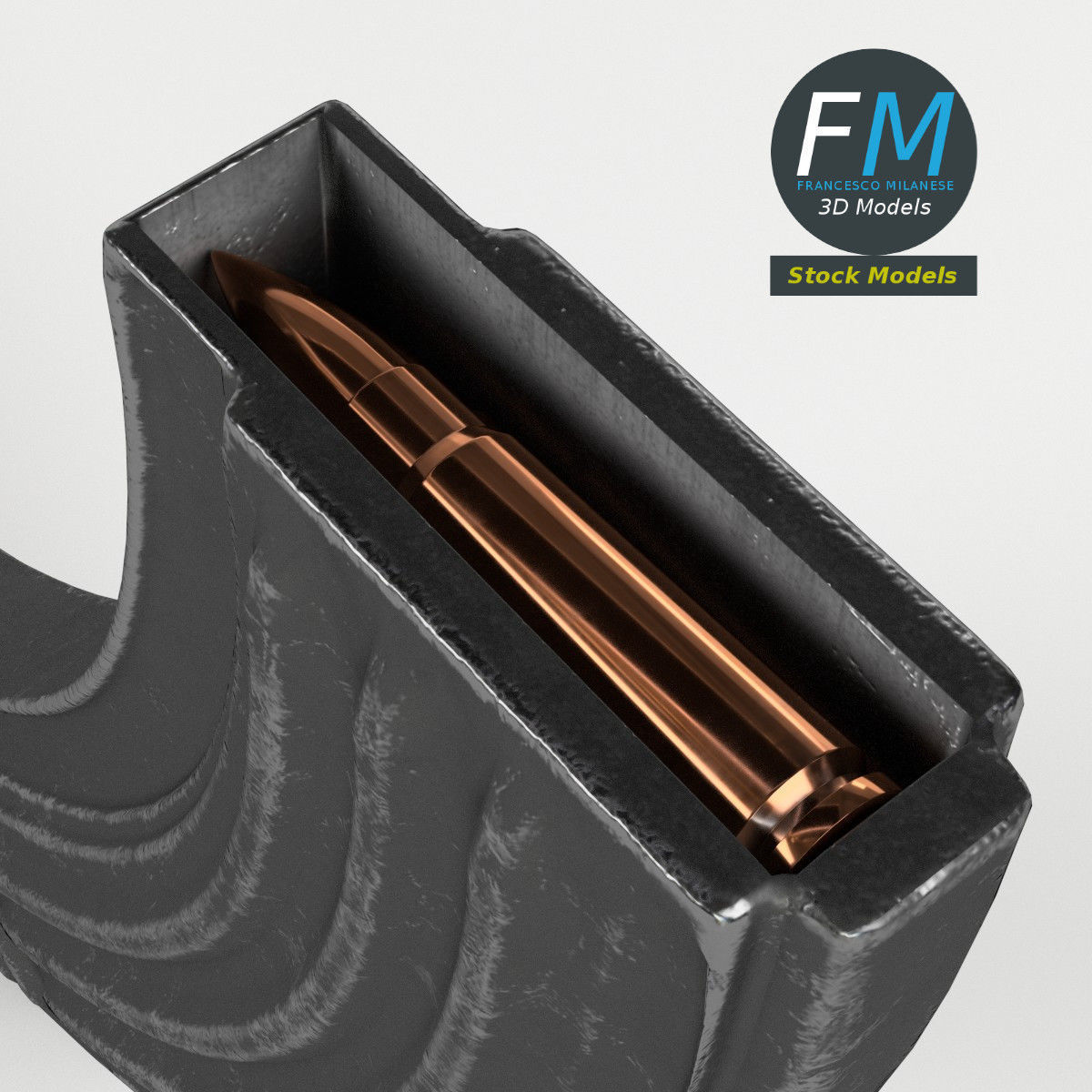 Rifle Steel Ammunition Magazine 3D model_4