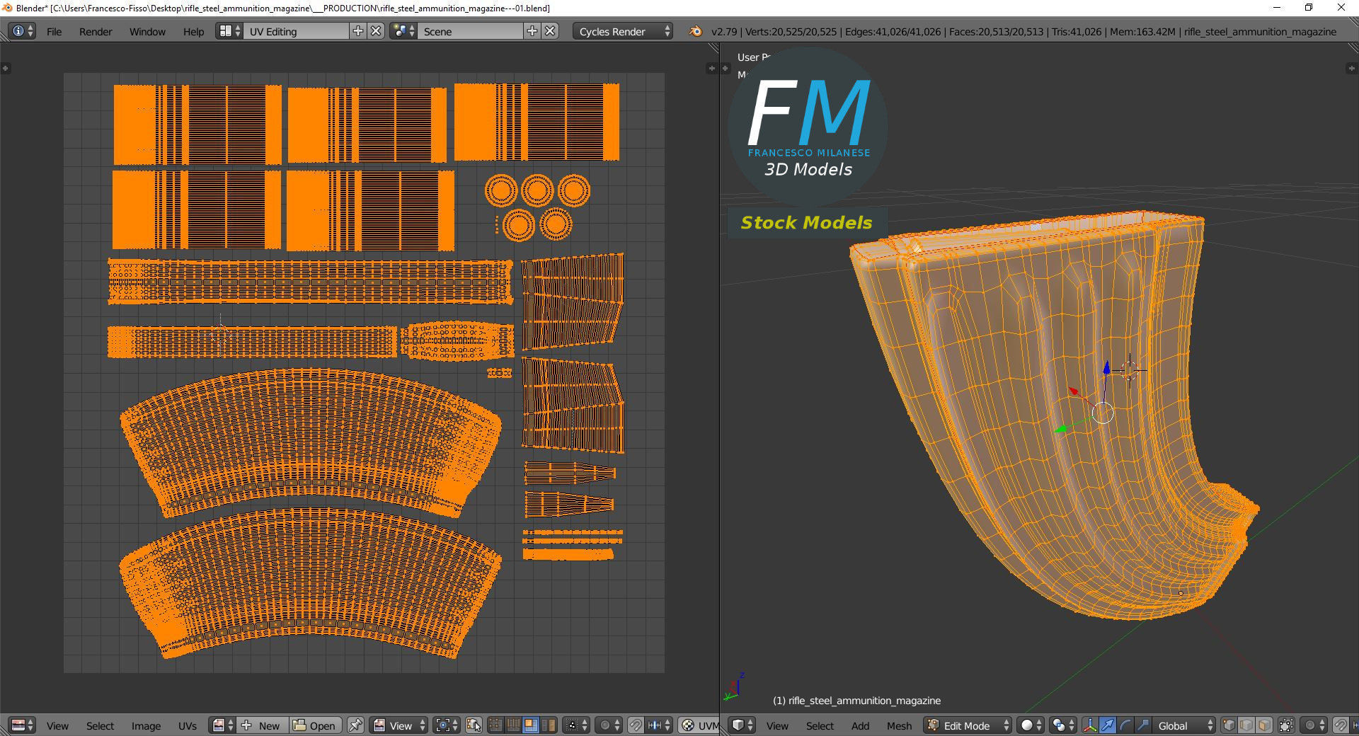 Rifle Steel Ammunition Magazine 3D model_10