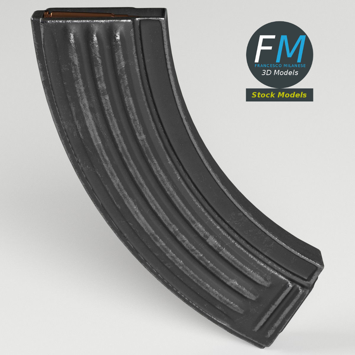 Rifle Steel Ammunition Magazine 3D model_2