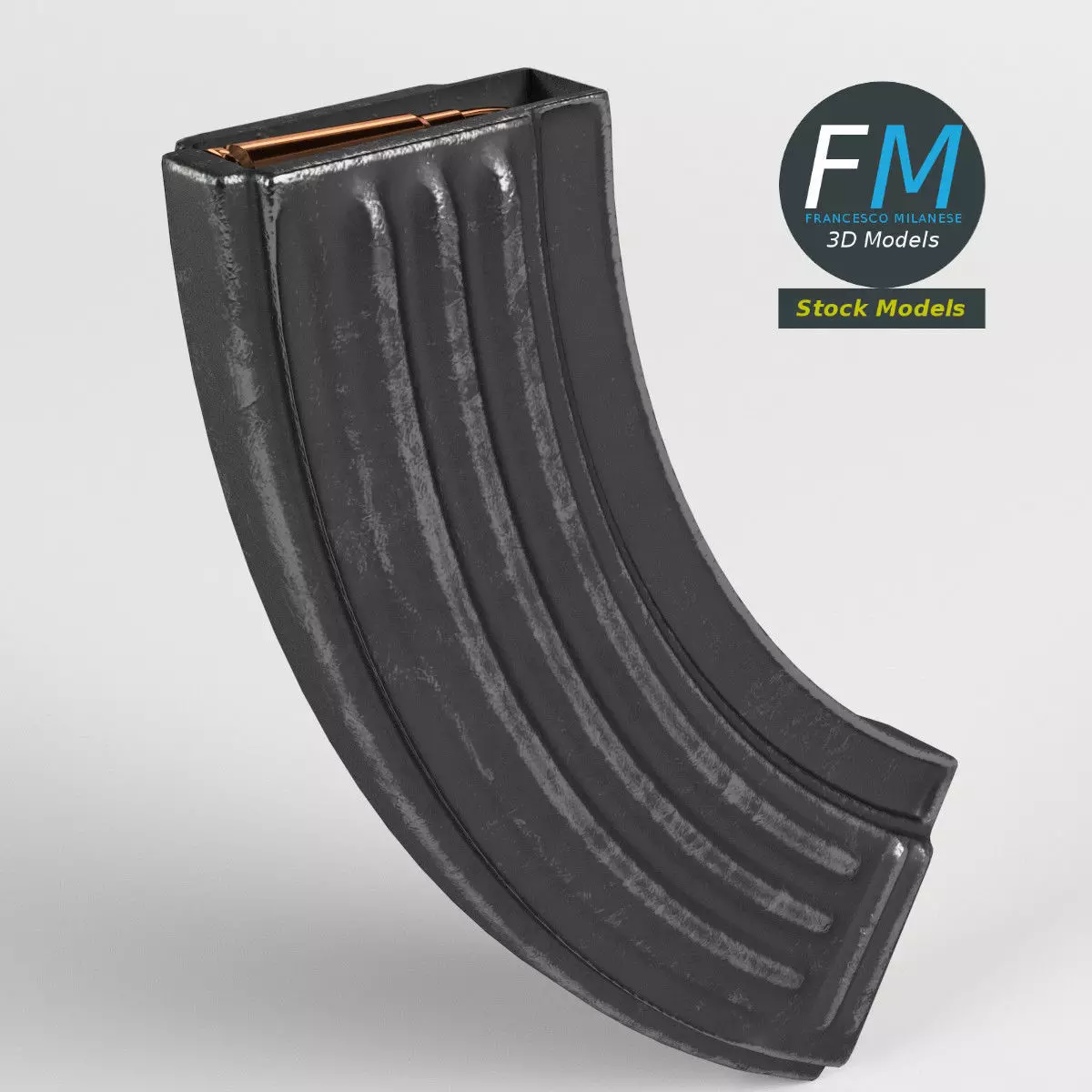Rifle Steel Ammunition Magazine 3D model_0