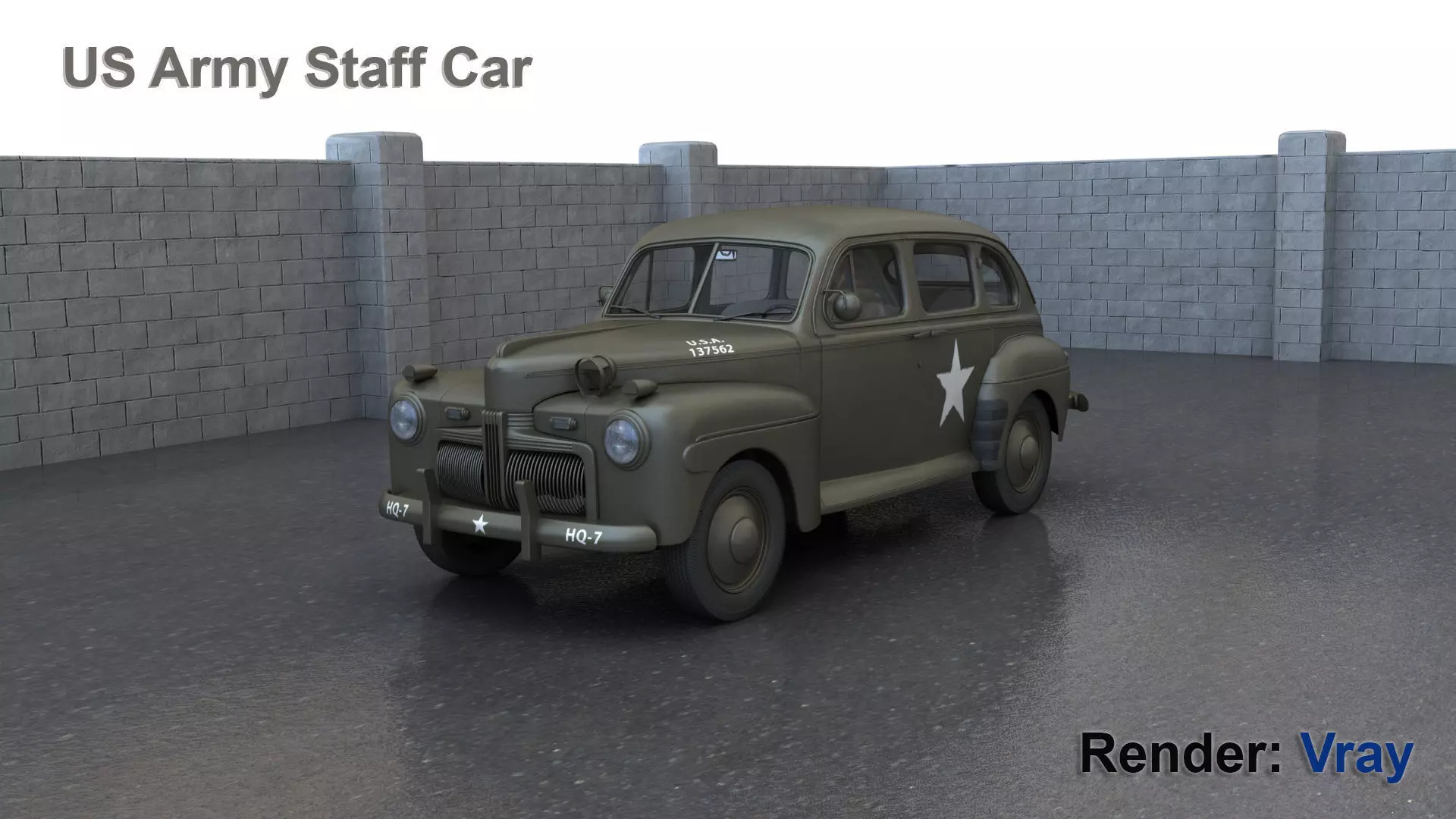 US Army Staff Car 3D model_0