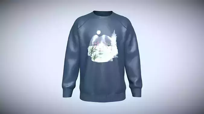 Mens Sweatshirt-Water  colour Garden In Low Poly