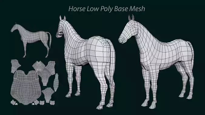 Horse Low Poly Base Mesh