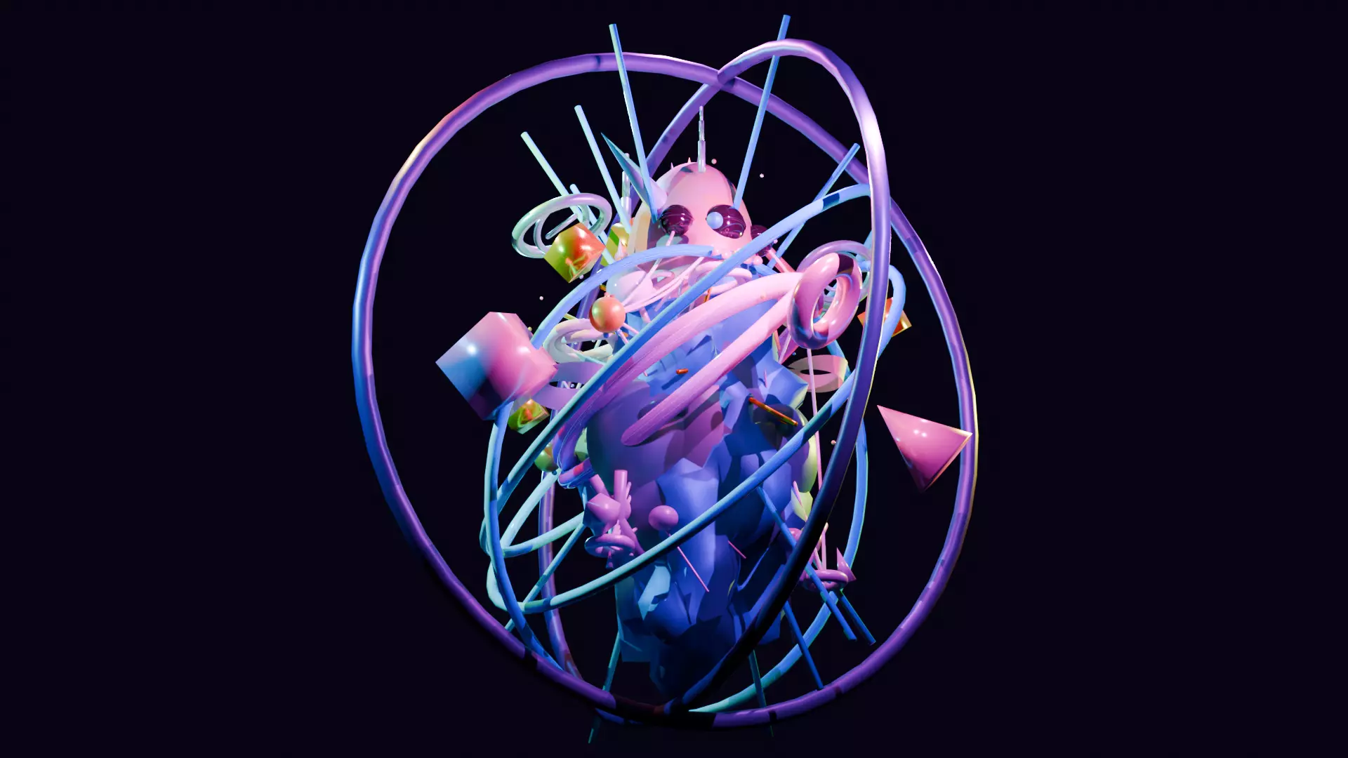 Interdimensional Psychedelic Chaos Object Abstract Sci-Fi 3D Free 3D model_0