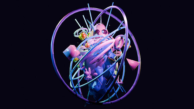 Interdimensional Psychedelic Chaos Object  Abstract Sci-Fi 3D  Free 3D model