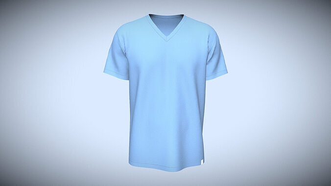 Mens V-Neck T-shirt In Low Poly Low-poly 3D model